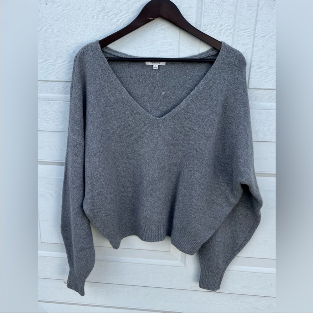 Women Madewell box sweater V-neck grey L